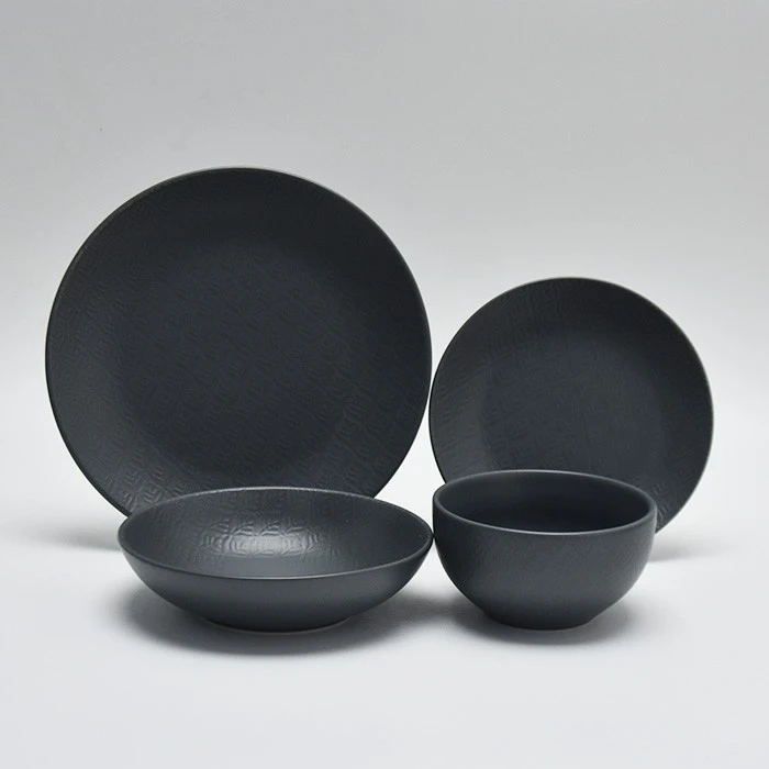 Minimalist Embossed Ceramic Dinner Set